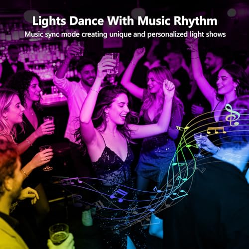 Image of FONEWE Smart WiFi LED Lights 50 ft Remote Control Through APP Led Strip Lights Supports Alexa and Google Assistant Timing Function RGB Color Changing LED Lights for Bedroom and Party