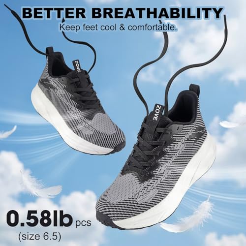 Image of ZOVE Womens Walking Shoes Cushioning Non-Slip Breathable Running Sneakers Tennis Comfortable Athletic Gym Workout Casual Shoes Lightweight Sports Cross Training Fashion Sneakers