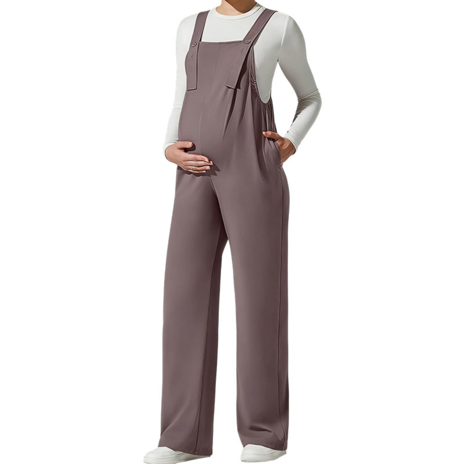 Salopette Premaman Donna Elegante Moda Tuta Premaman Donna Pantaloni Larghi Lunghi Comoda Classico Jumpsuit Playsuit Overall Gamba Larga Casual per maternità, Primavera Estate