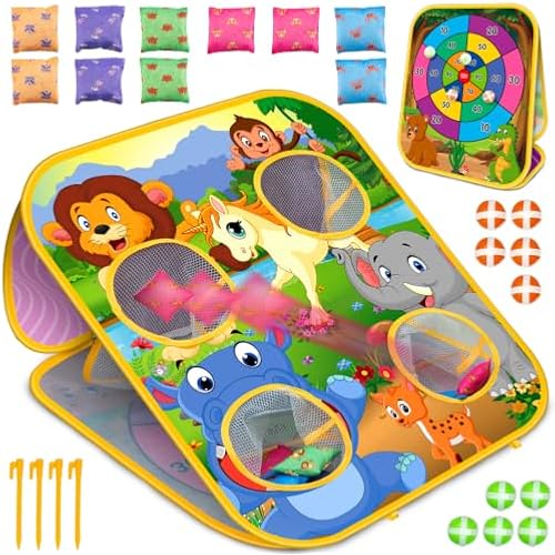 Bean Bag Toss Game for Kids - Cornhole Board Outdoor Toys for Toddlers -Party Activities Carnival Outside Yard Backyard Beach Lawn Games Toy for Kid Boys Girls Age 3 4 5 6 7 8 Year Old Birthday Gifts