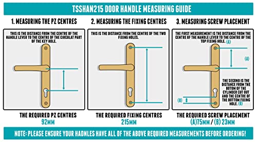 UPVC Door Handles Set, Polished Brass, Lever/Lever, 92mm PZ (Centres), 215mm Screw to Screw, Backplate 245mm X 32mm - Image 2