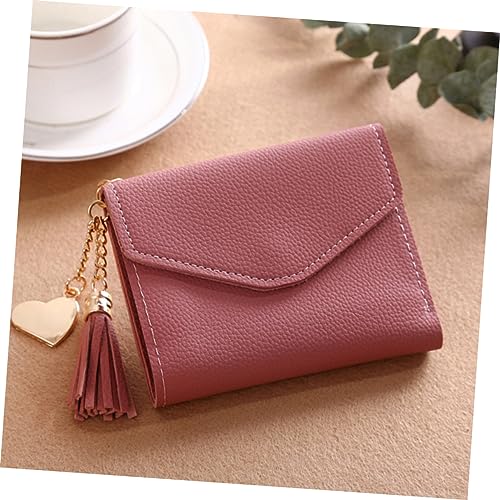 VALICLUD Women Trifold Grain Pu Leather Wallet with Tassel Pendant Mini Purse for Cards and Cash Deep Compact Elegant Design for Everyday Use4