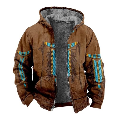 Sweat à capuche en polaire épais homme au style ethnique vintage unique
