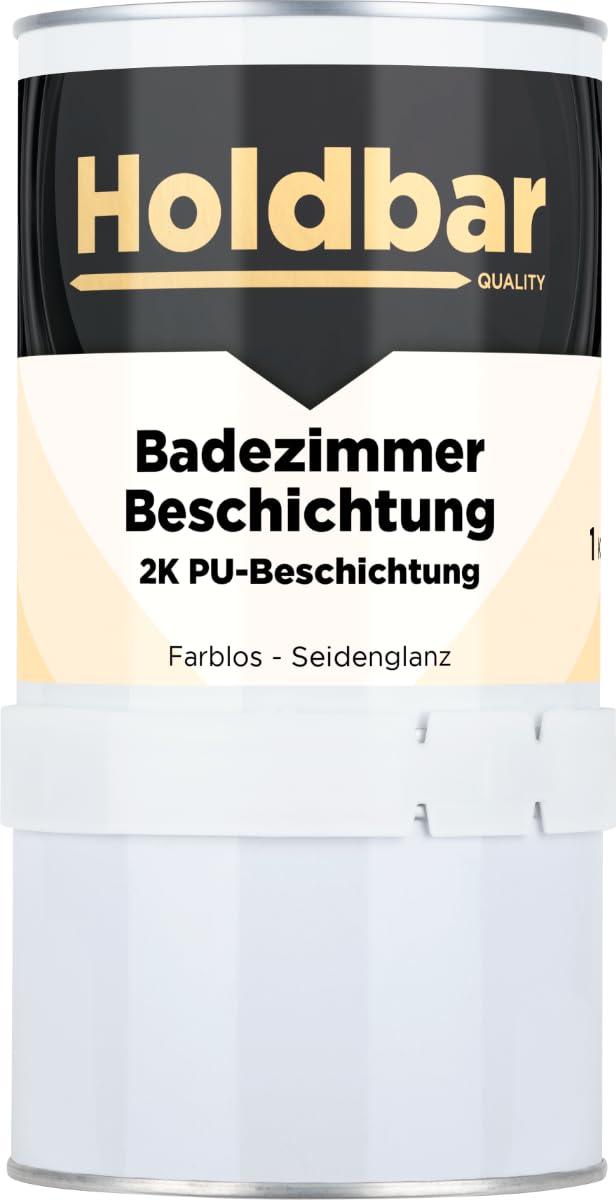 2K PU Badezimmer Beschichtung Reinweiß (Ral 9010) 1 Kg - Wasserfest - Geeignet für Duschkabine - Fliesenfarbe badezimmer - 2 komponenten beschichtung - Farbe für Wand & Boden