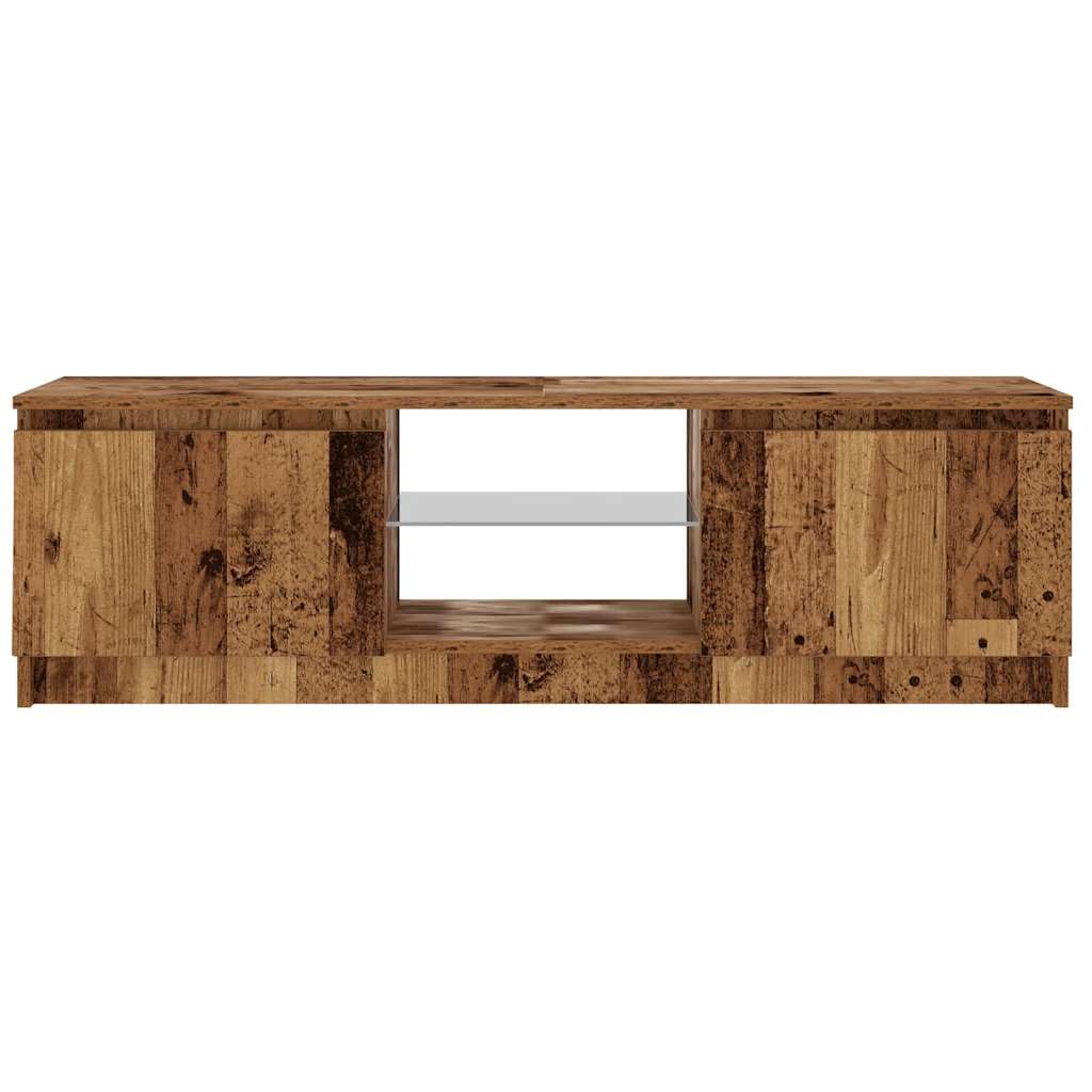 Szafka TV z diodami LED, wygląd starego drewna, 120 x 30 x 36 cm, wytrzymała uniwersalna podstawka pod telewizor do salonu, konsola medialna z oświetleniem RGB, uniwersalny stojak na telewizor