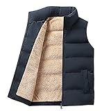 DYGUYTH Men's Fishing Vest,Big and Tall Winter Quilted Lightweight Puffy Vest Outwear Fleece Lined O