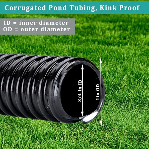 Image of Pond Hose 3 /4 inchID x 50ft Black Corrugated Flexible Pump Tubing & 2 Clamps | Reinforced Water Hose Vinyl Tubing for Sump Pump Pond Fountain Garden Waterfall, Non-toxic & Kink-proof (3 /4in - 50ft)