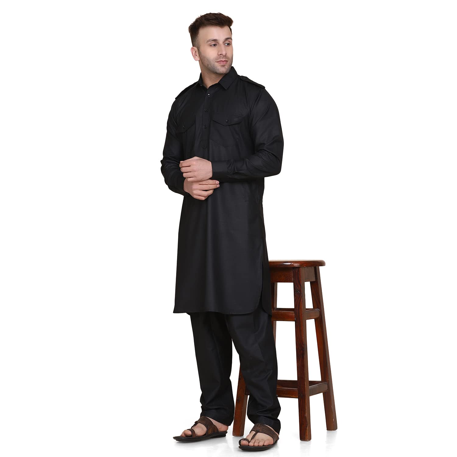 tahvo men black pathani suit-picture-36