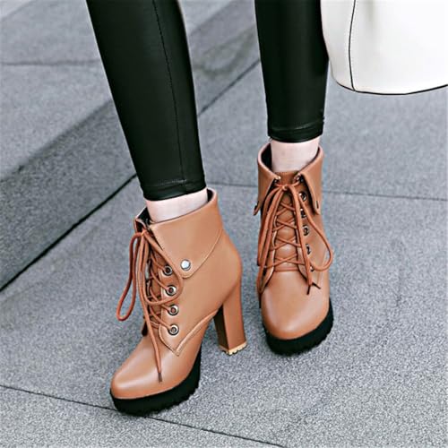 Image of FOREADA Goth Boots Chunky Heel Boot For Women Ankle Combat Booties Black Platform Bootie Buckle Rivets Punk Goth Shoes With Zipper