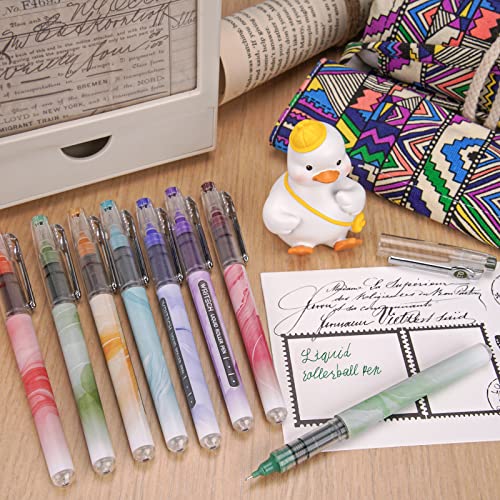 Writech WRITECH-501 Liquid Ink Rollerball Pens: Multi Colored 0.5Mm Extra Fine Point Tip Rolling Roller Ball Pen 8Ct Assorted Colors thumb #6