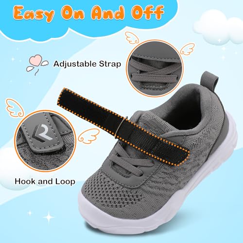 Relxfeet Toddler Boys Girls Shoes Barefoot Sneakers Fashion Lightweight Breathable Tennis Walking Shoes Wide Toe Box Normal Gray Size 6 thumb #1