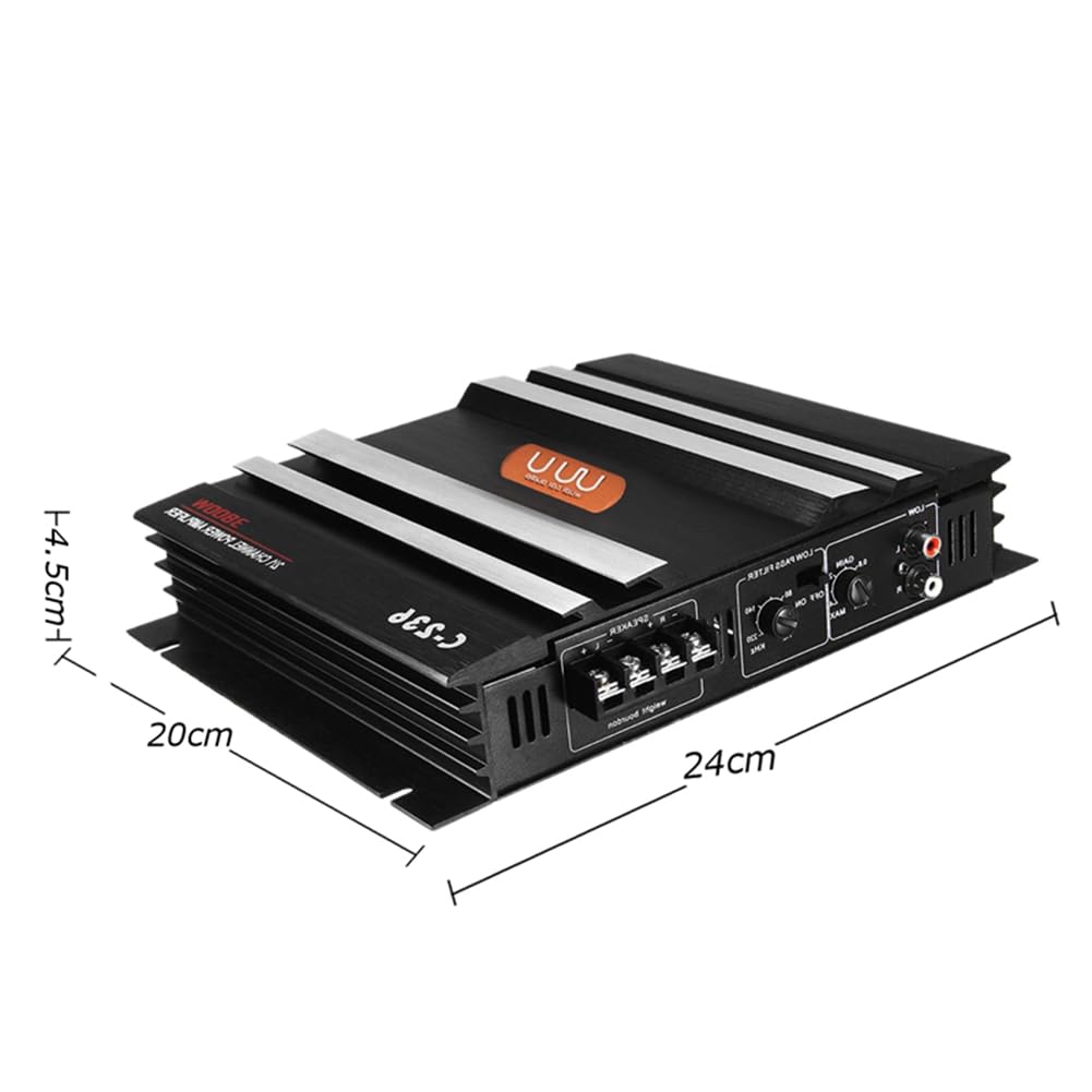 Jandra Amplificateur de Audio Stéréo de Voiture C-236 3800W 2 Canaux pour Caisson de Basses de Voiture