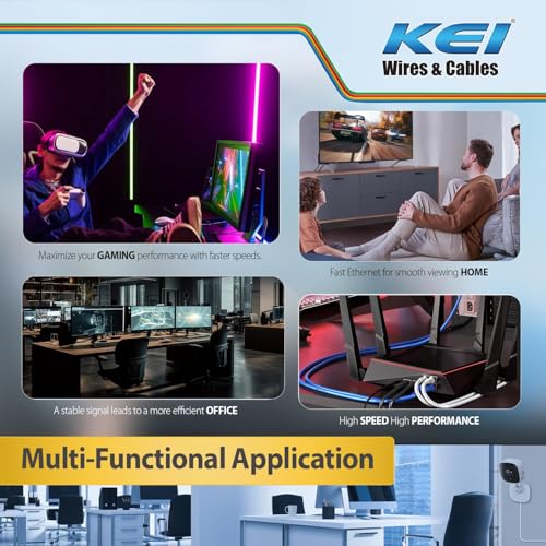 Image of KEI CAT 6,LAN Cable, 99.97% Pure Solid Bare Copper Conductor, 23 AWG, 4 Pair(UTP) Star Separator, Suitable For High Speed Internet Connections, Weather & UV Resistant Cable (Grey, 100 Meter)