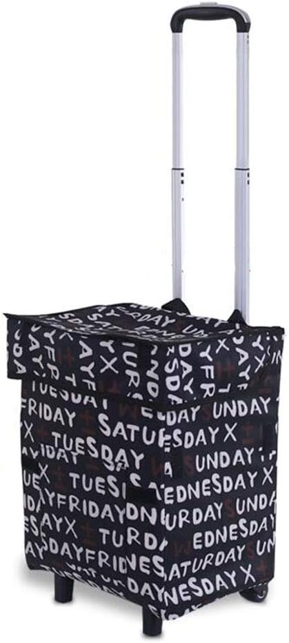 ZHAOHUI Shopping Trolley Waterproof Oxford Cloth Aluminum Alloy Telescopic Rod Cart Supermarket Lightweight, 5 Colors (Color : D)
