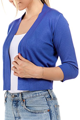 Image of Cielo Women's Soft Solid Open Front 3 /4 Sleeve Sweater Cardigan