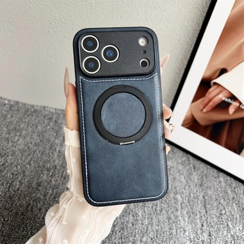 Étui en cuir pour iPhone 15 Pro Max finition premium bleu marine antichoc