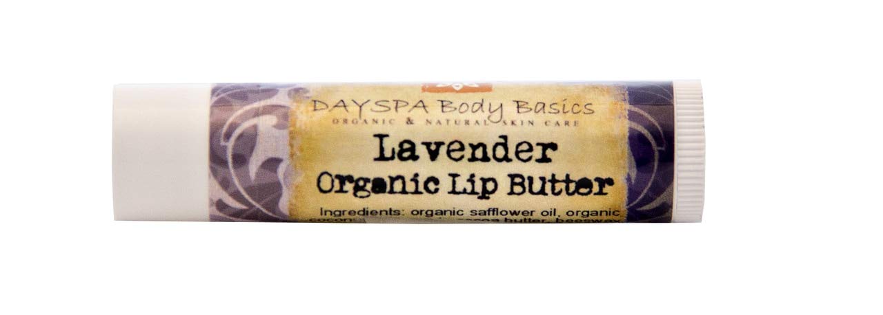 All-Natural Lavender Lip Balm - Organic Cold-Pressed Oils & Beeswax to Soothe & Protect - Hypoallergenic, Non-Toxic, Cruelty Free Lip Balm, Made in USA by DAYSPA Body Basics