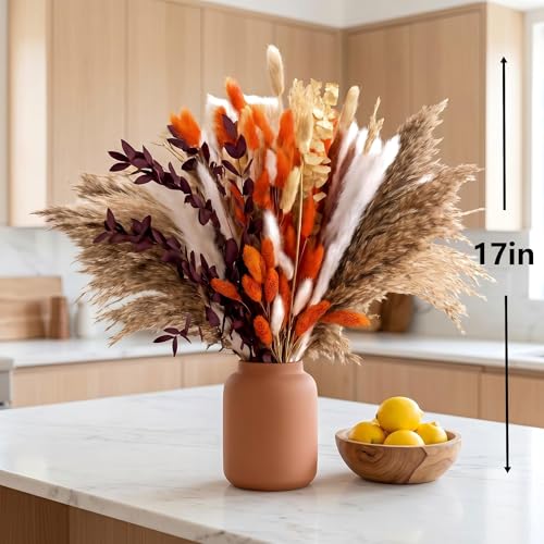 Ramo de flores secas pampas 145 piezas boho naranja miniatura 3