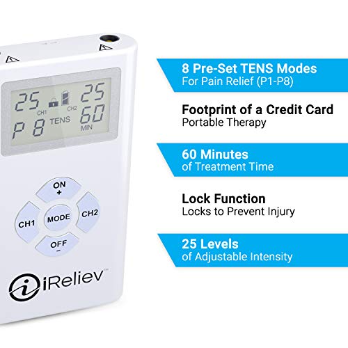 Ireliev Tens Unit Electronic Pulse Massager & (8) Electrodes Pain Relief Bundle - Original Ireliev Tens Unit With Extra Tens Unit Pads. #TOP4