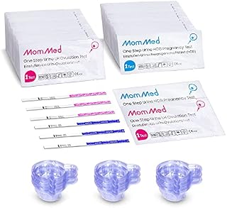 MomMed 80 Ovulation Test Strips and 25 Early Pregnancy Test Strips(HCG25-LH80), Ovulation & Fertility Tests Kit with 105 Urine Cups, High Accurate Fertility Test for Women