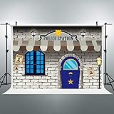 Riyidecor Police Station Backdrop Brick Wall Building Photocall 7x5 Feet Boy Kids Birthday Party Baby Shower Photography Background Celebration Props Photo Shoot Vinyl Cloth