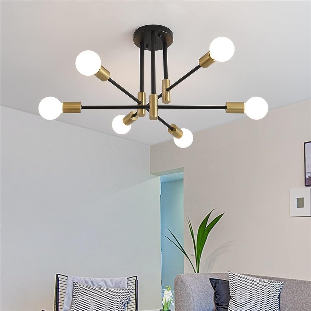 Plafonnier moderne blanc à large diffusion, luminaire Spoutnik semi-encastré multi-bras - 7