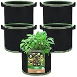 OFFCUP Plant Grow Bags, 5pcs 3 Gallon Planter Bags, Breathable Nonwoven Fabric Pots Vegetables Tomato Flower Plant Container with Handles for Garden Vegetable Flower Plant Fruits Outdoor (Black)