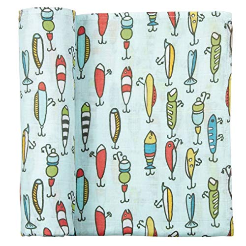 Mud Pie Kids Fishing Muslin Swaddle Blanket, Multi (12140058)
