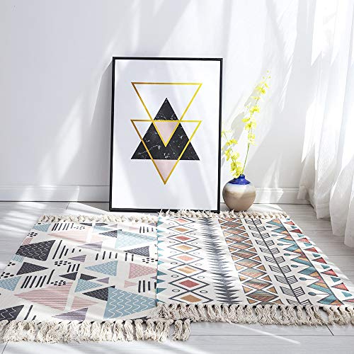 Tapis de style moderne à rayures et treillis géométrique texturé chic - 6