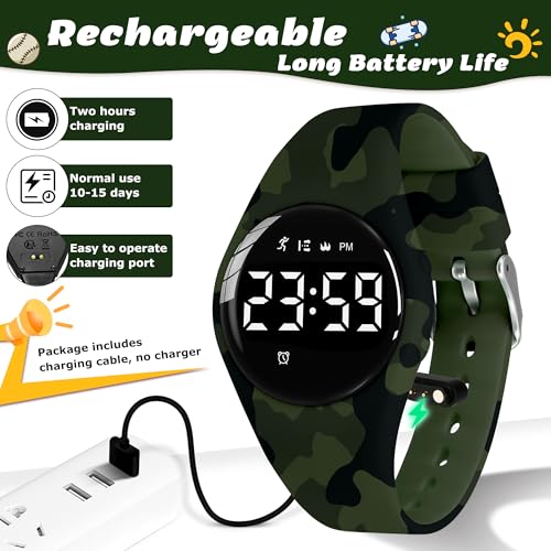 Image of Kids Watches for Girls Boys Digital Sport Watch with Step Counter Pedometer Vibration Alarm Clock, No App Waterproof Fitness Tracker Kids Watch Boys Girls Teens Students Ages 5-16