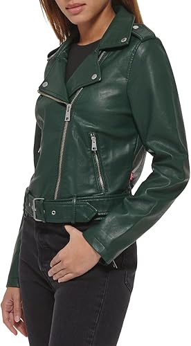 Vista 5 de Levi's Chaqueta de moto de piel sintética con cinturón para mujer (talla regular y grande)
