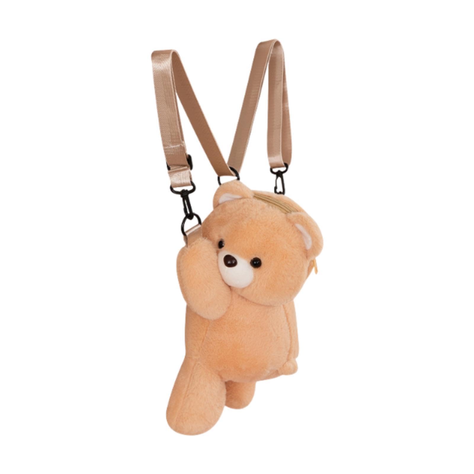 Plush Bear Backpack Lovely Casual with Adjustable Strap Travel Backpack Light Brown-image-17