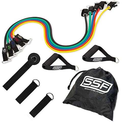 Serious Steel Resistance Tube Band (Stackable up to 100 lbs) Set Includes Handles, Door Anchor and Ankle Straps (Original) Cover