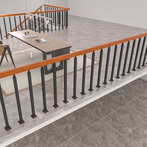 Columna de barandilla ajustable de hierro de 90 cm con base plana para escaleras exterior 7