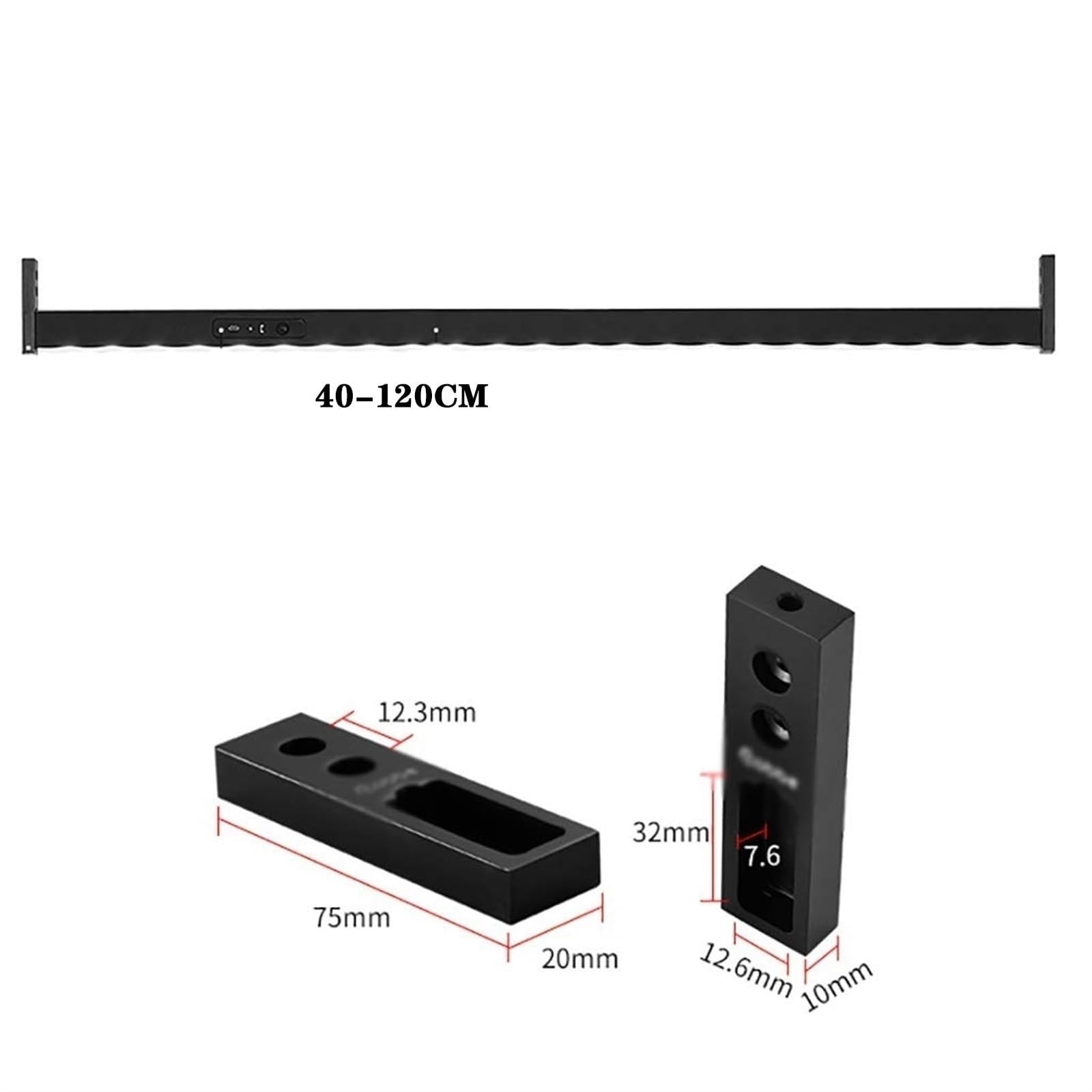 Appendiabiti - Asta Appendiabiti In Metallo Da 50-120 Cm, Appendiabitis Con Sensore A Infrarossi Intelligente, Asta Appendiabitis Con Portata Di 50 Kg E Luce LED(650mm)