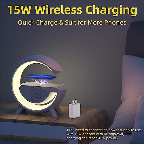 Image of 3 In 1 Night Light Bluetooth Speakers With 15W Wireless Charger, Led Desk Lamp With Rechargeable Battery, Bedside Lamp For Bedroom, Room Decor, Gift, Party - Plastic