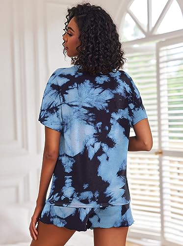 Image of Ekouaer Pajamas Set for Women Short Sleeve Lounge Set 2 Piece Loungewear PJs Soft Cute Lightweight Sleepwear,Small