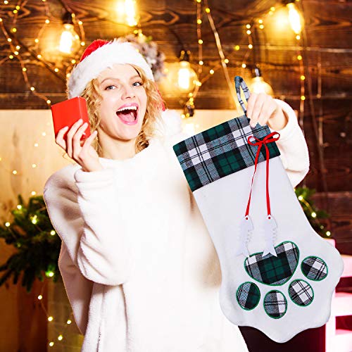 Uratot 2 Pack Christmas Stockings Pet Paw Christmas Stocking Hanging Christmas Decoration Stocking Fireplace Hanging Stockings For Pet And Christmas Tree Hanging Decorations, 18 X 11 Inches #TOP5