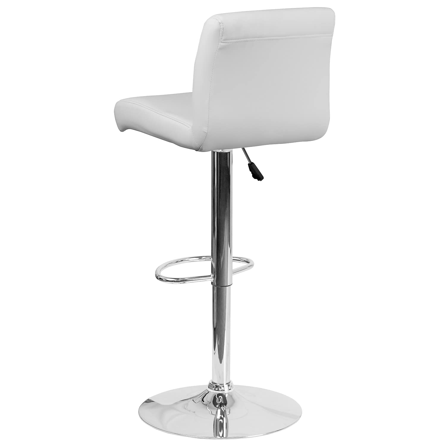 Flash Furniture Marietta - Set di 2 sgabelli da Bar in Vinile, Altezza Regolabile, con Seduta arrotolata e Base cromata, Colore: Bianco