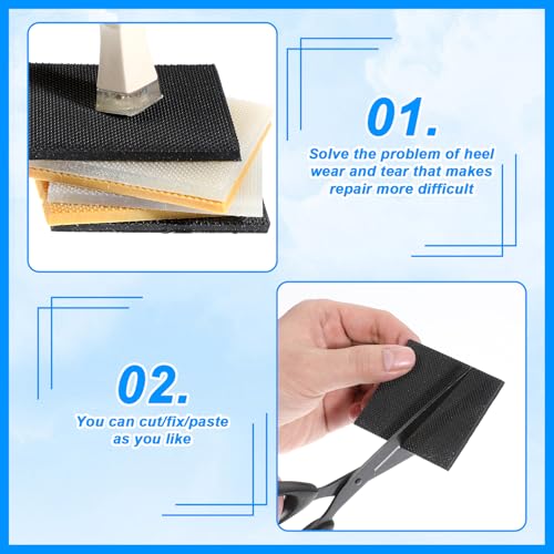 Image of ElevateTech 6 Pcs High Heel Patch, Rubber Non-Slip Sole Protectors High Heels Shoe Grips Repair Stickers Replacement Kit Square Shoe Repair Pad Accessories for Women