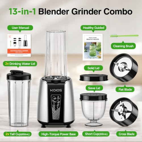 Image of KOIOS Smoothie Blender, 1000W, Blenders Smoothies and Shakes, Frozen Drinks