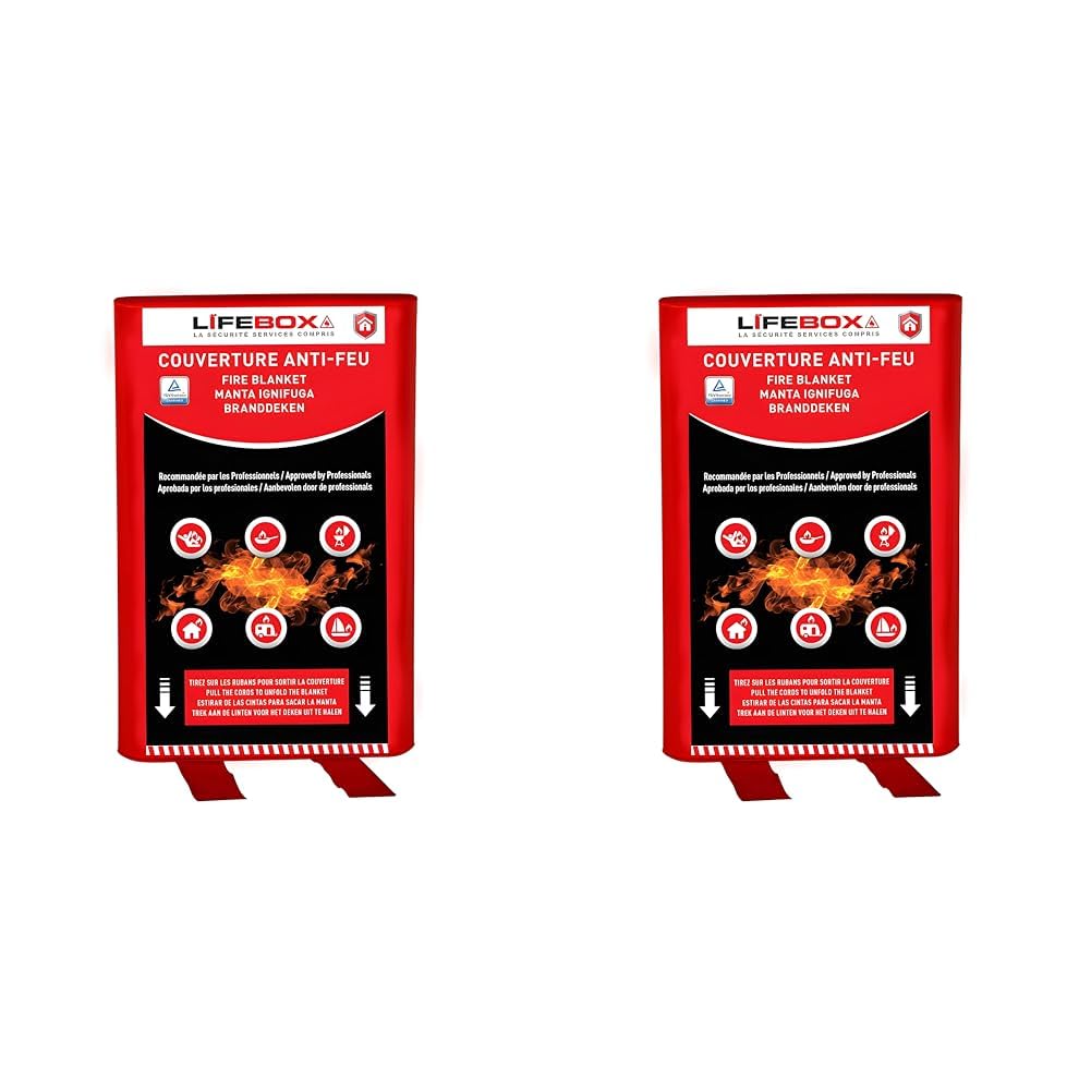 LIFEBOX Couverture Anti-Feu 1,2m x 1,8m & Couverture Anti feu 1.2m x 1.2m