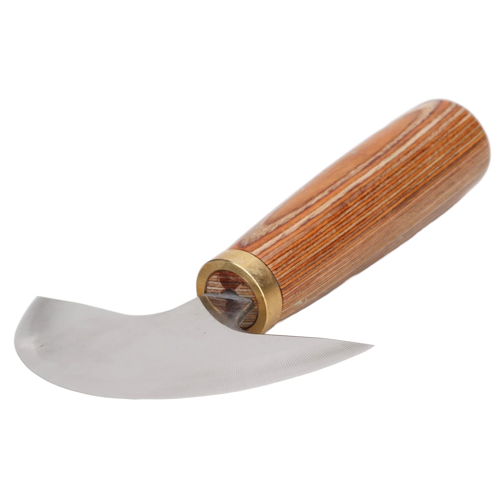 Cuchillo de corte de cuero pulido fino fácil de controlar, cuchillo de cuero semicircular, cortador de cuero con mango de madera, cuchillo de trabajo de cuero para corte de cuero
