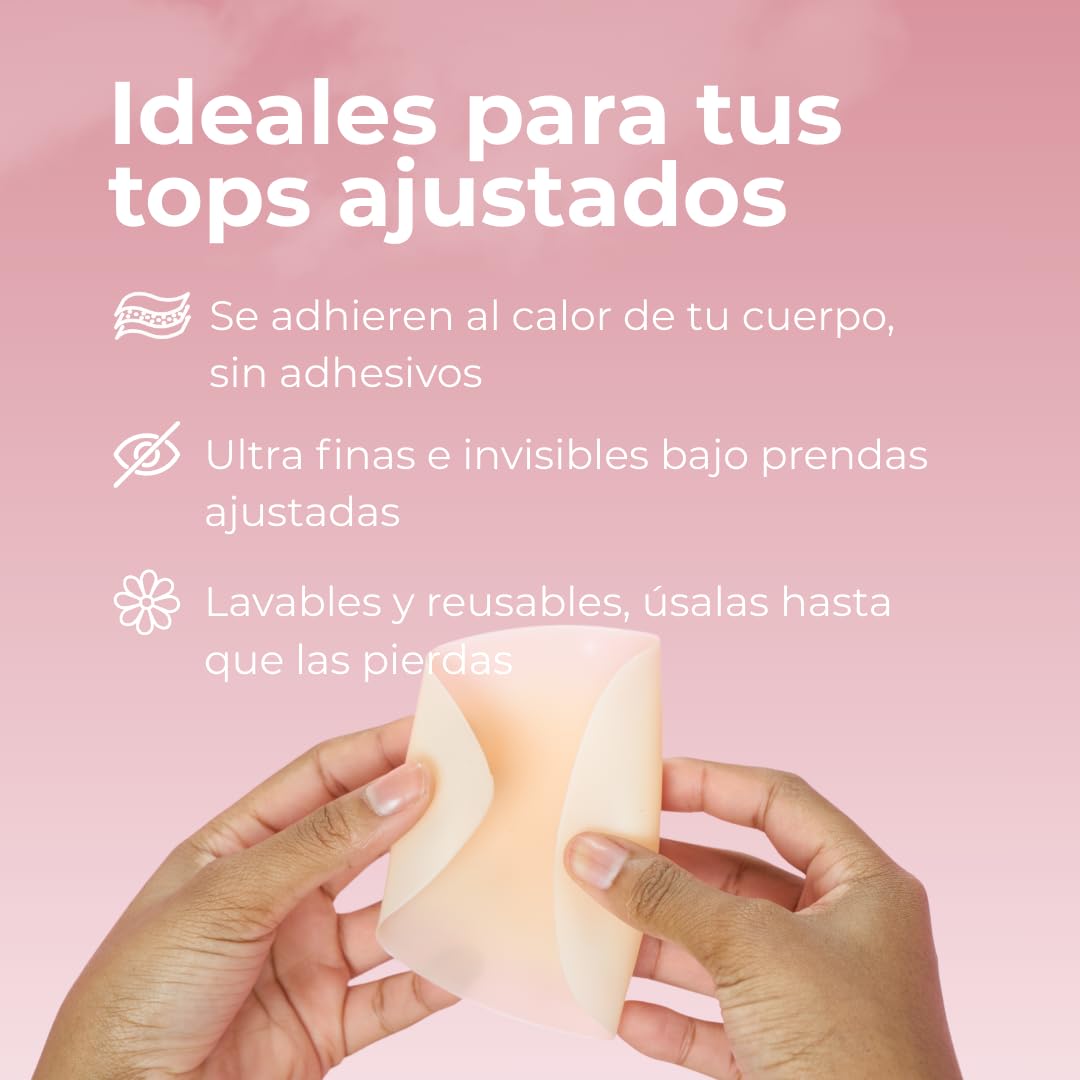 Pezoneras Invisibles Sin Adhesivo Triangulares para Escotes Pronunciados - Resistentes al Sudor - Extrafinas y Cómodas con Agarre Térmico - Incluye Estuche de Viaje Tallas SM y ML