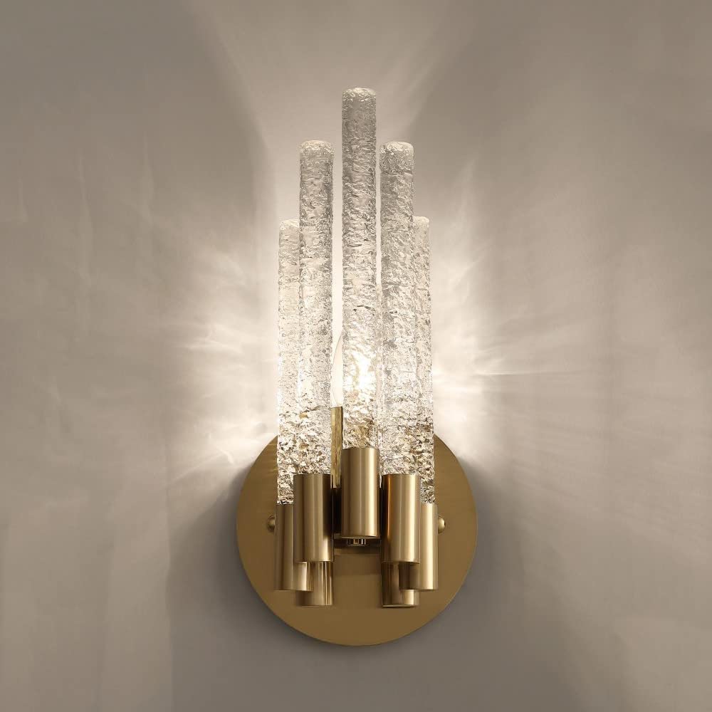 VGTLAKEX Wall Light Postmodern Crystal Wall Sconce Lighting Fixture Indoor Gold Metal Lamp Living Decor Mount Light Geometric E14 Lamps