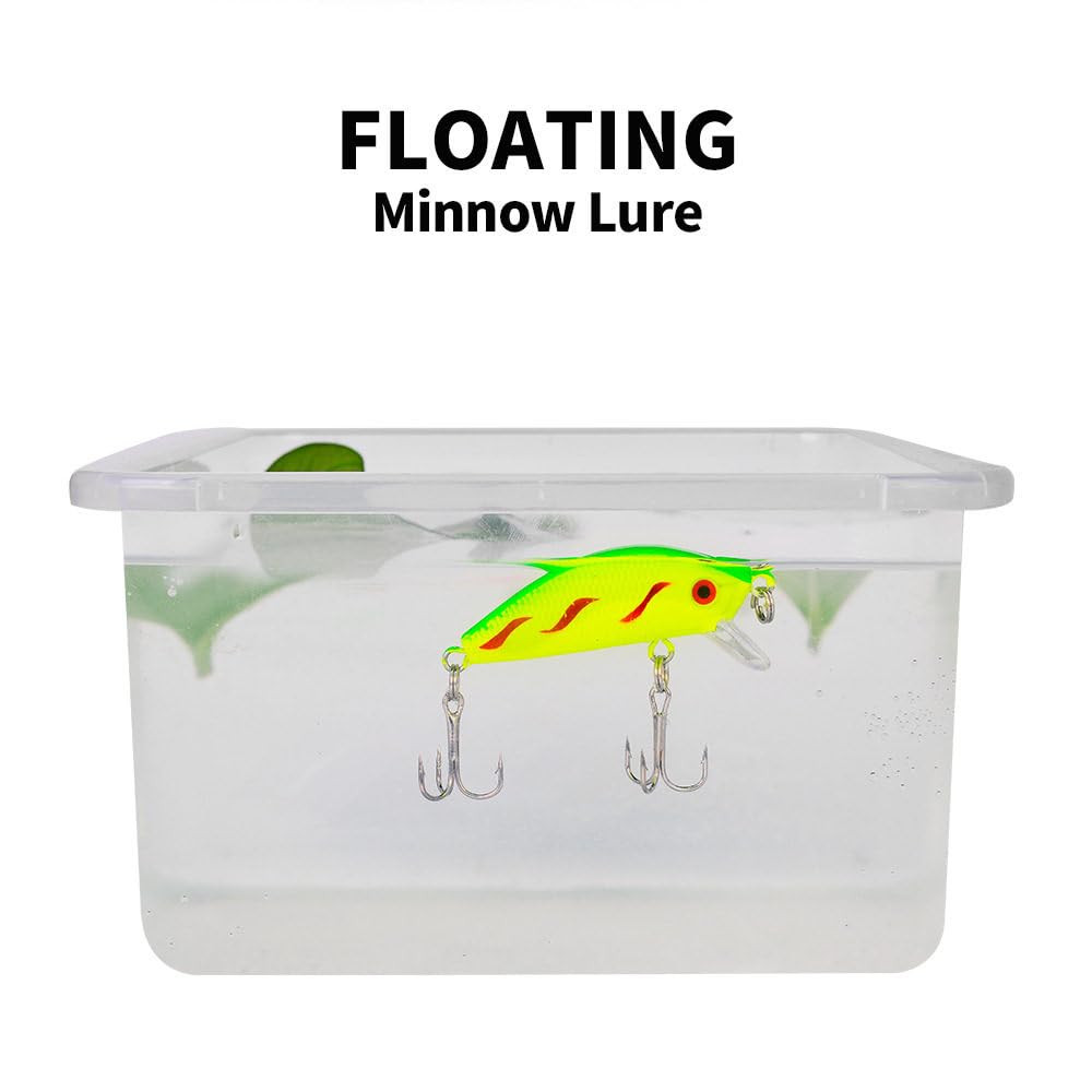 Harte Angelköder-Set, 8 Farben, 50 mm, 4,2 g, Minnow Wobbler, Crankbait Kit mit 3D-Augen, Drillingshaken für Süßwasser, Salzwasser, Barsch, Forelle, Panfish