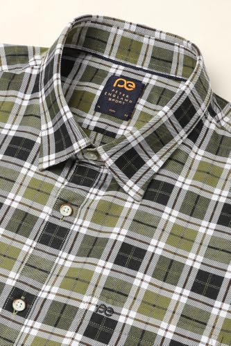 Image of Peter England Men's Checkered Cotton Shirt | Smart Casual | Full Sleeves