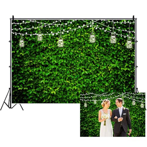 Toile de fond feuilles vertes 2,1x1,5m pour décoration de pelouse