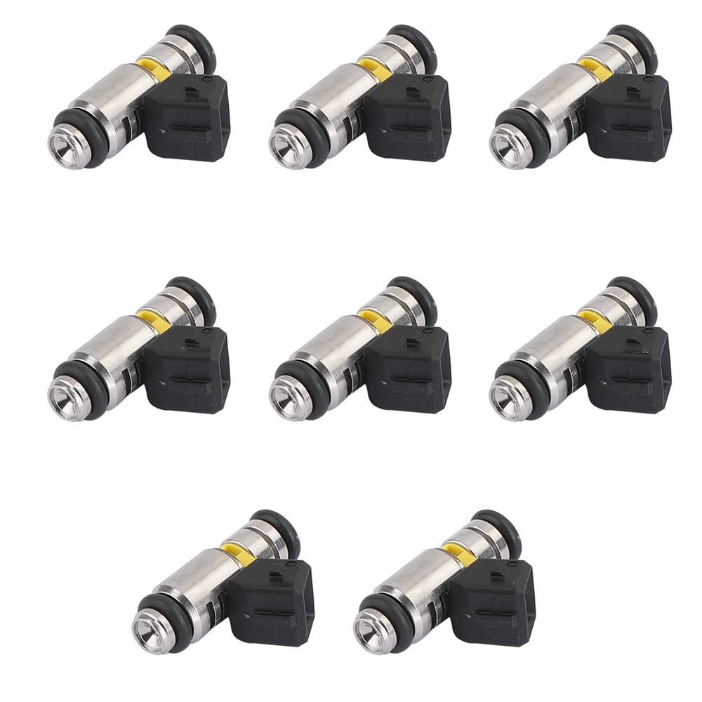 Riloer 8pcs motor de reemplazo de inyectores de combustible, compatible con HArley Davidson Fiat MArine Mercruiser, IWP069 861260T, negro/plata