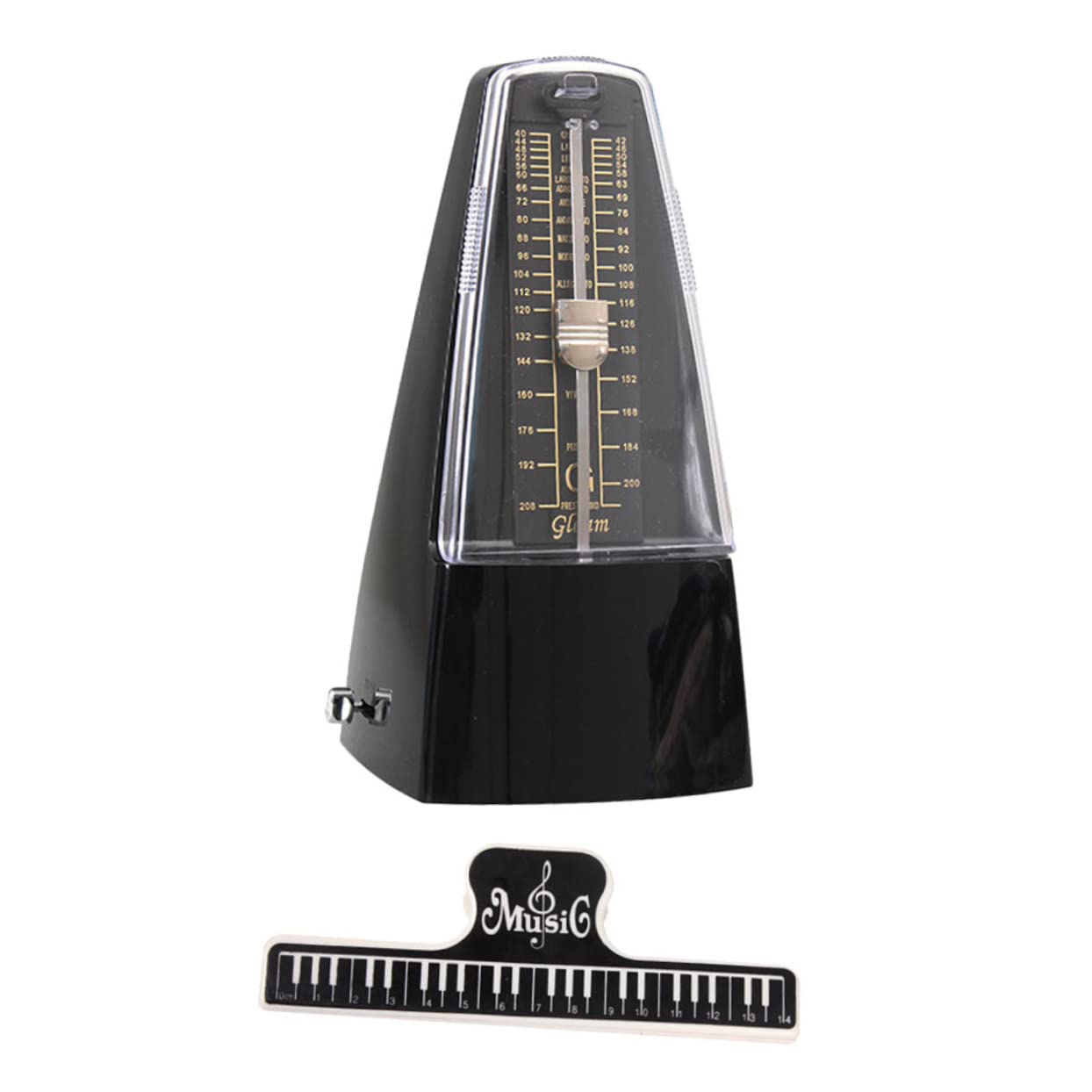 VICASKY Métronome Mécanique Pour Piano, Guitare, Erhu – Avec Clip Note De Musique, Accessoire Instrument Musique Noir, Réglage Précis Pour Débutants Et Musiciens